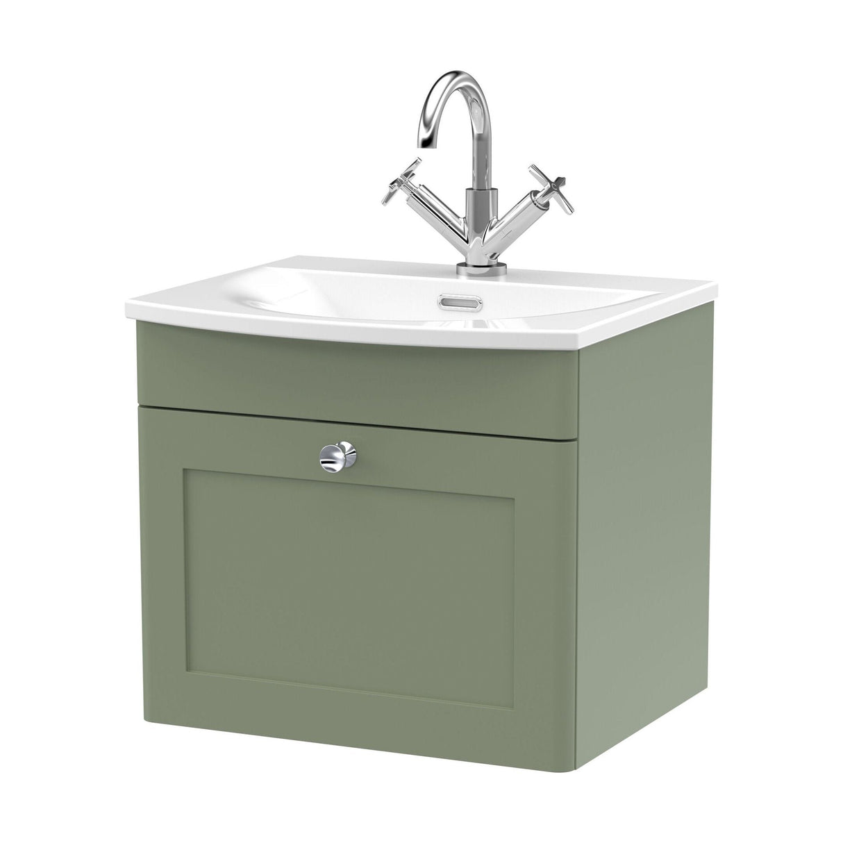 [BFCL891J] Swynnerton Traditional 1 Drawer Wall Hung Vanity Unit with Curved Basin, Choice of Colour - Cutout