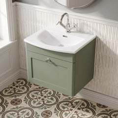 [BFCL891J] Swynnerton Traditional 1 Drawer Wall Hung Vanity Unit with Curved Basin, Choice of Colour