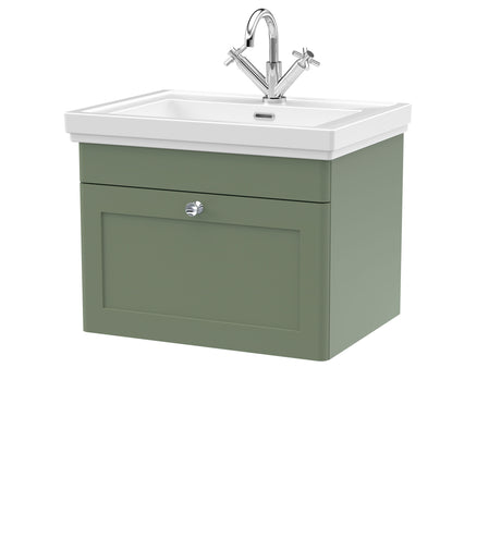 Swynnerton Traditional Wall Hung 1 Drawer Vanity Basin Unit with Fireclay Basin - Choice of Colour and Size