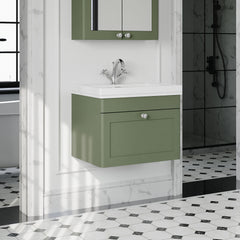 [BFCL894A] Swynnerton Traditional Wall Hung 1 Drawer Vanity Basin Unit with Fireclay Basin - Choice of Colour and Size - Lifestyle 3