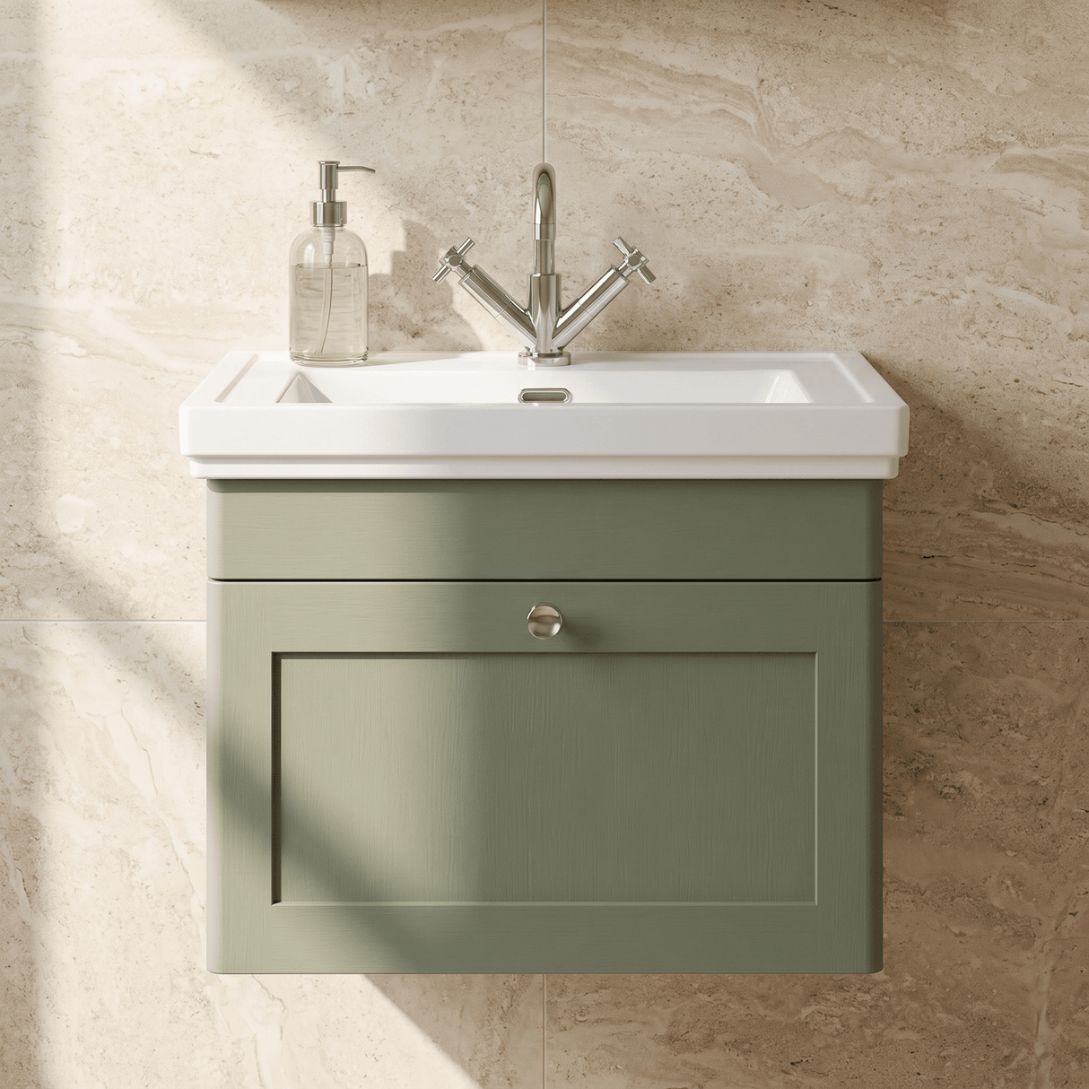 [BFCL894A] Swynnerton Traditional Wall Hung 1 Drawer Vanity Basin Unit with Fireclay Basin - Choice of Colour and Size - Silo