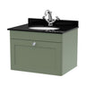[BFCL894BR1] Swynnerton Traditional 1 Drawer Wall Hung Vanity Unit with Black Marble Worktop and 1 Tap Hole Basin, Choice of Size and Colour - Cutout