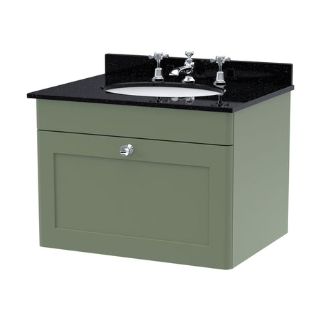 [BFCL894BR3] Swynnerton Traditional 1 Drawer Wall Hung Vanity Unit with Marble Basin - Choice of Size and Colour - Cutout