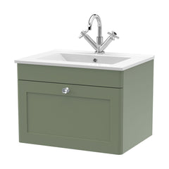 [BFCL894C] Swynnerton Traditional 1 Drawer Wall Hung Vanity Basin Unit with 1 Tap Hole Minimalist Ceramic Basin, Choice of Size and Colour - Cutout