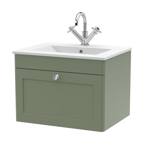 [BFCL894C] Swynnerton Traditional 1 Drawer Wall Hung Vanity Basin Unit with 1 Tap Hole Minimalist Ceramic Basin, Choice of Size and Colour - Cutout