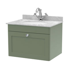 [BFCL894GR1] Swynnerton Traditional 1 Drawer Wall Hung Vanity Unit with Grey Marble Worktop and 1 Tap Hole Basin, Choice of Size and Colour - Cutout