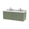 [BFCL894GR2] Swynnerton Traditional 2 Drawer Wall Hung Vanity Basin Unit with Double 1 Tap Hole Grey Marble Basin, 1200mm, Choice of Colour - Cutout