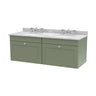 [BFCL894GR6] Swynnerton Traditional 2 Drawer Wall Hung Vanity Basin Unit with Double 3 Tap Hole Grey Marble Basin, 1200mm, Choice of Colour - Cutout
