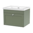 [BFCL894K] Swynnerton Traditional 1 Drawer Wall Hung Vanity Unit with Fireclay Basin, Satin Green, 600mm - Cutout