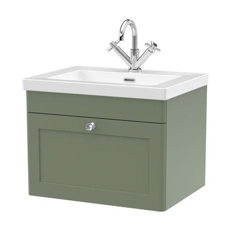 [BFCL894L] Swynnerton Traditional 1 Drawer Wall Hung Vanity Basin Unit with 1 Tap Hole Modern Fireclay Basin, Choice of Size and Colour - Cutout