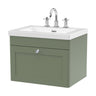 [BFCL894M] Swynnerton Traditional 1 Drawer Wall Hung Vanity Basin Unit with 3 Tap Hole Modern Fireclay Basin, Choice of Size and Colour - Cutout