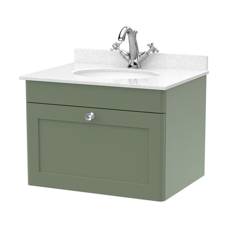 [BFCL894WR1] Swynnerton Traditional 1 Drawer Wall Hung Vanity Basin Unit with 1 Tap Hole White Marble Worktop and Basin, Choice of Size and Colour - Cutout