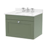 [BFCL894WR3] Swynnerton Traditional 1 Drawer Wall Hung Vanity Basin Unit with 3 Tap Hole White Marble Worktop and Basin, Choice of Size and Colour - Cutout