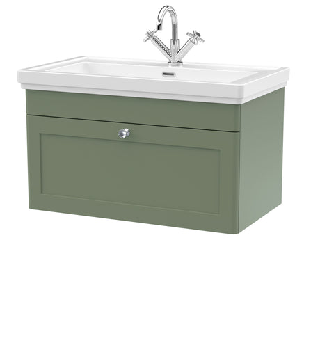 Swynnerton Traditional Wall Hung 1 Drawer Vanity Basin Unit with Fireclay Basin - Choice of Colour and Size