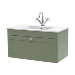[BFCL896C] Swynnerton Traditional 1 Drawer Wall Hung Vanity Basin Unit with 1 Tap Hole Minimalist Ceramic Basin, Choice of Size and Colour - Cutout