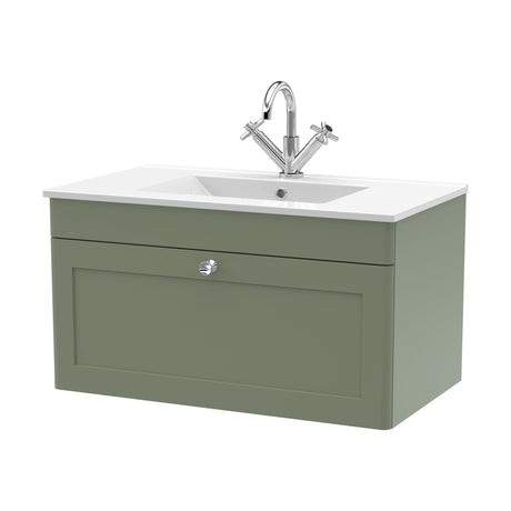 [BFCL896C] Swynnerton Traditional 1 Drawer Wall Hung Vanity Basin Unit with 1 Tap Hole Minimalist Ceramic Basin, Choice of Size and Colour - Cutout
