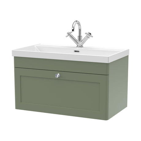 [BFCL896E] Swynnerton Traditional 1 Drawer Wall Hung Vanity Unit with Thin Edge Basin, Choice of Size and Colour - Cutout