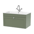 [BFCL896P] Swynnerton Traditional 1 Drawer Wall Hung Vanity Unit with Stone Basin, Satin Green, 800mm - Cutout
