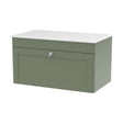 [BFCL896WMT] Swynnerton Traditional 1 Drawer Wall Hung Vanity Unit with Marble Top, Satin Green, 800mm - Cutout