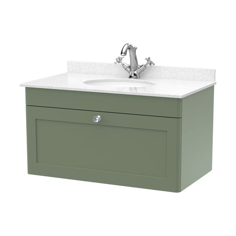 [BFCL896WR1] Swynnerton Traditional 1 Drawer Wall Hung Vanity Basin Unit with 1 Tap Hole White Marble Worktop and Basin, Choice of Size and Colour - Cutout