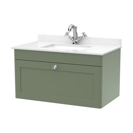 [BFCL896WS1] Swynnerton Traditional 1 Drawer Wall Hung Vanity Basin Unit with 1 Tap Hole White Marble Worktop and Square Basin, Choice of Size and Colour - Cutout