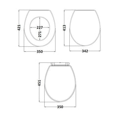 [BFCL899] Swynnerton Traditional Soft Close Toilet Seat - Choice of Finish - Technical Drawing