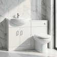[BFCR001RB] Cloakroom Furniture Pack - Cabinet, Round Basin, WC Unit, Concealed Cistern, Back to Wall Pan and Soft Close Seat - Gloss White - Silo