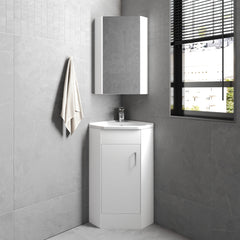 [BFCR001] Hamstall Gloss White Corner Bathroom Cloakroom Vanity Basin Unit - 1 or 2 Door Option - Lifestyle 1