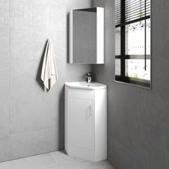 [BFCR001] Hamstall Gloss White Corner Bathroom Cloakroom Vanity Basin Unit - 1 or 2 Door Option - Lifestyle 3