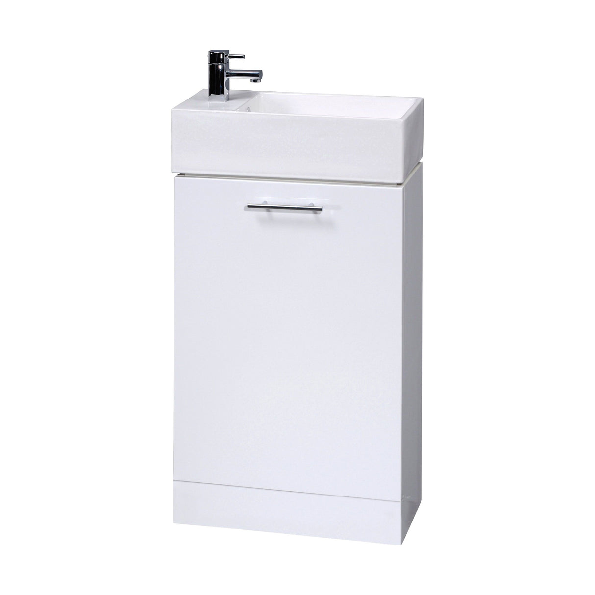 [BFCR058] One Door Cloakroom Vanity Basin Unit - 480mm - Gloss White - Cutout