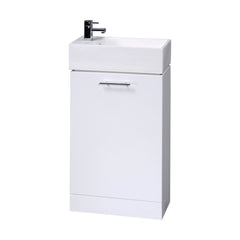 [BFCR058] One Door Cloakroom Vanity Basin Unit - 480mm - Gloss White - Cutout