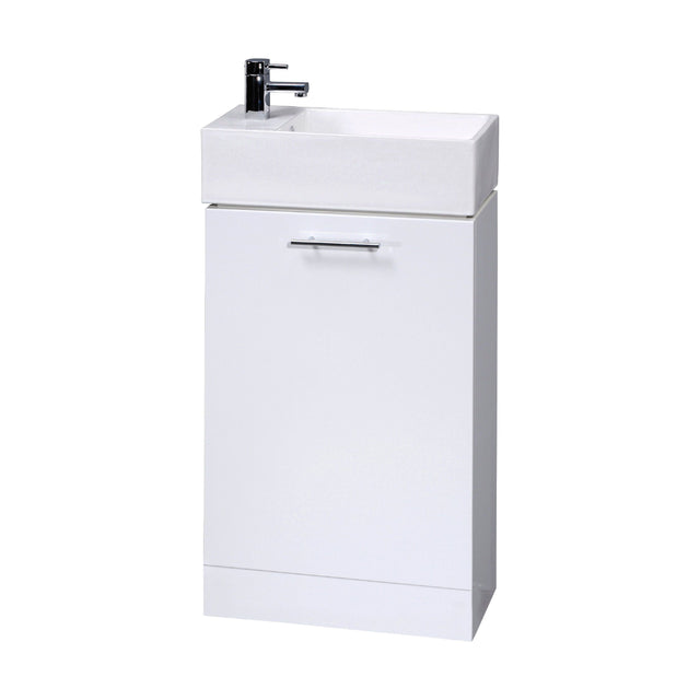 [BFCR058] One Door Cloakroom Vanity Basin Unit - 480mm - Gloss White - Cutout