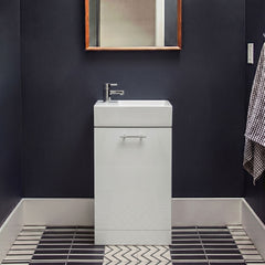 [BFCR058] One Door Cloakroom Vanity Basin Unit - 480mm - Gloss White - Silo