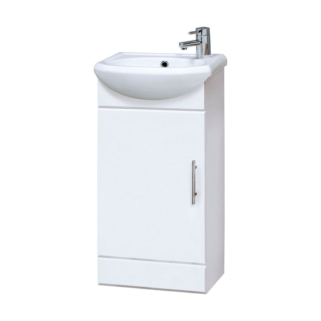[BFCR100] Orbit 1 Door Modern Vanity Basin Unit, Gloss White, 400x780x200mm - Cutout