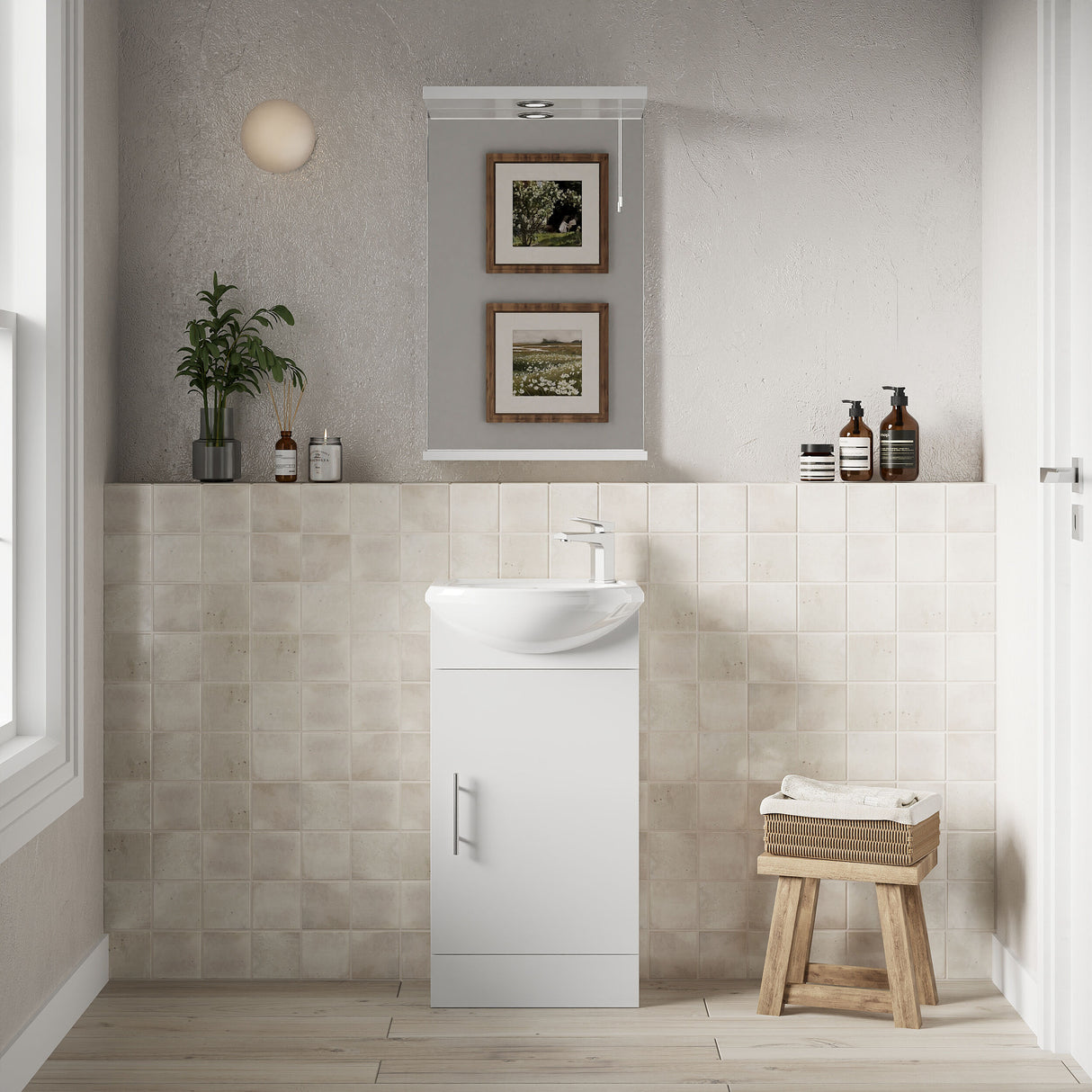 [BFCR100] Orbit 1 Door Modern Vanity Basin Unit, Gloss White, 400x780x200mm - Lifestyle 2