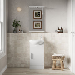[BFCR100] Orbit 1 Door Modern Vanity Basin Unit, Gloss White, 400x780x200mm - Lifestyle 2