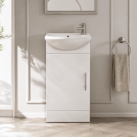 [BFCR100] Orbit 1 Door Modern Vanity Basin Unit, Gloss White, 400x780x200mm - Silo