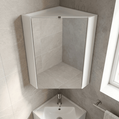 [BFCR118] Corner Wall Hung Mirror Cabinet in Gloss White by Balterley - Lifestyle 2