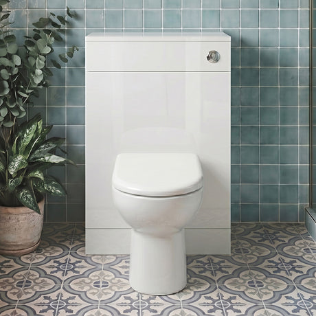 [BFCR142] Slimline WC Toilet Unit with Concealed Cistern, 500mm Compact Design, Gloss White Finish - Modern Style by Balterley - Silo
