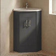 [BFCR1480A] Hamstall Floor Standing 2 Door Bathroom Corner Vanity Basin Unit, 837 x 590 x 415mm, Dark Grey - Silo