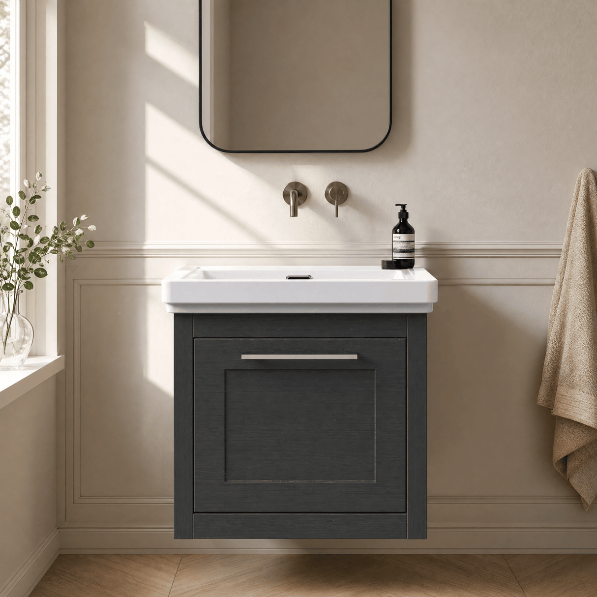 [BFCR1491H] Blithbury Traditional Wall Hung Vanity Basin Unit with Fireclay Basin - Choice of Size, Colour and Basin Type - Silo