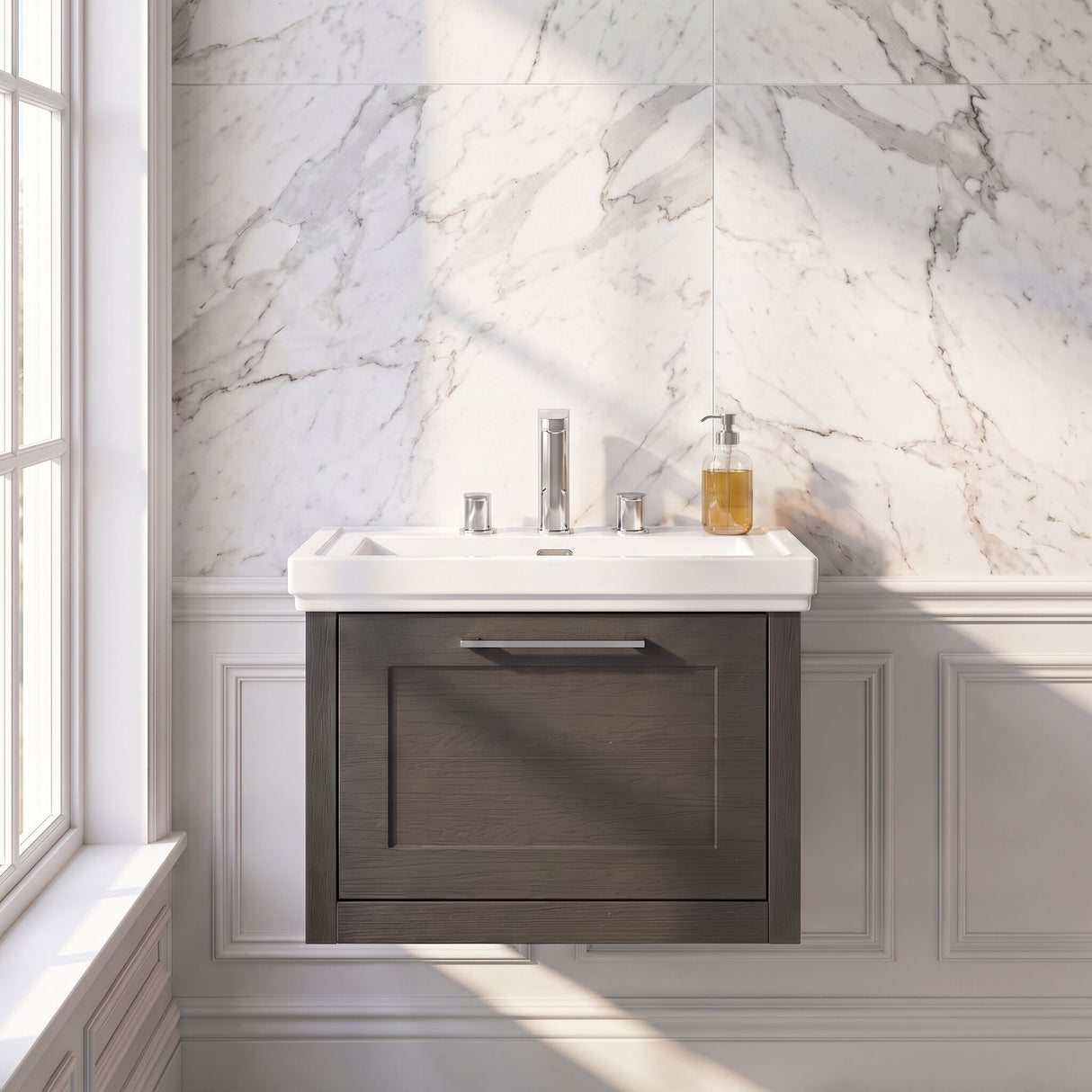 [BFCR1494B] Blithbury Traditional Wall Hung Vanity Basin Unit with Fireclay Basin - Choice of Size, Colour and Basin Type - Silo