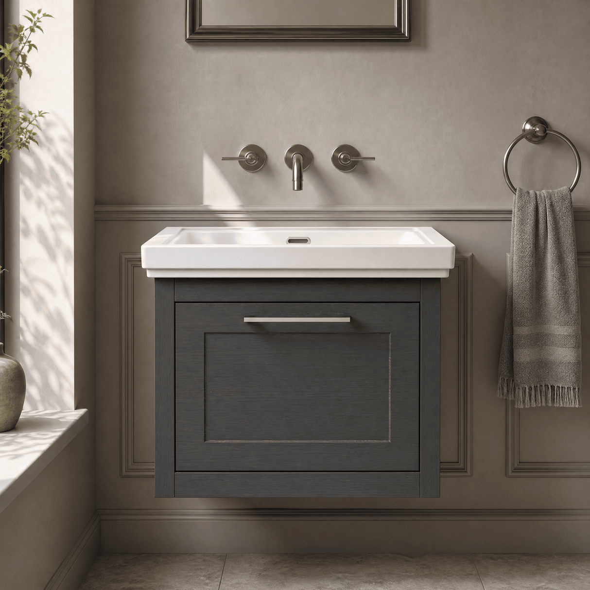 [BFCR1494H] Blithbury Traditional Wall Hung Vanity Basin Unit with Fireclay Basin - Choice of Size, Colour and Basin Type - Silo