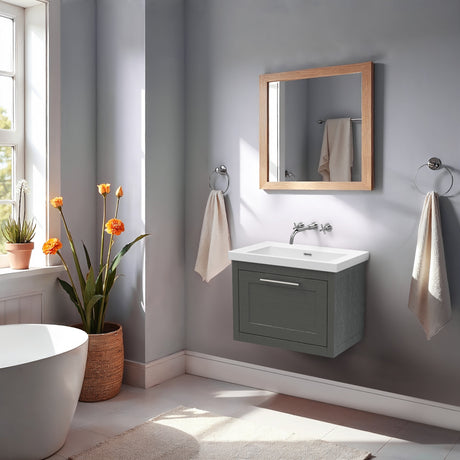 Traditional Bathroom Wall Hung Vanity with Modern Fireclay Basin Unit - Choice of Size, Colour and Basin Type