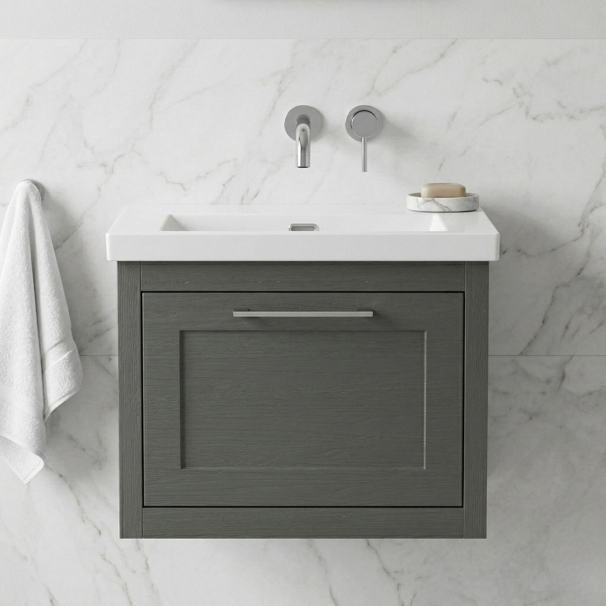 [BFCR1494K] Blithbury Traditional Bathroom Wall Hung Vanity with Modern Fireclay Basin Unit - Choice of Size, Colour and Basin Type - Silo
