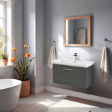 Traditional Wall Hung Vanity Basin Unit with Fireclay Basin - Choice of Size, Colour and Basin Type