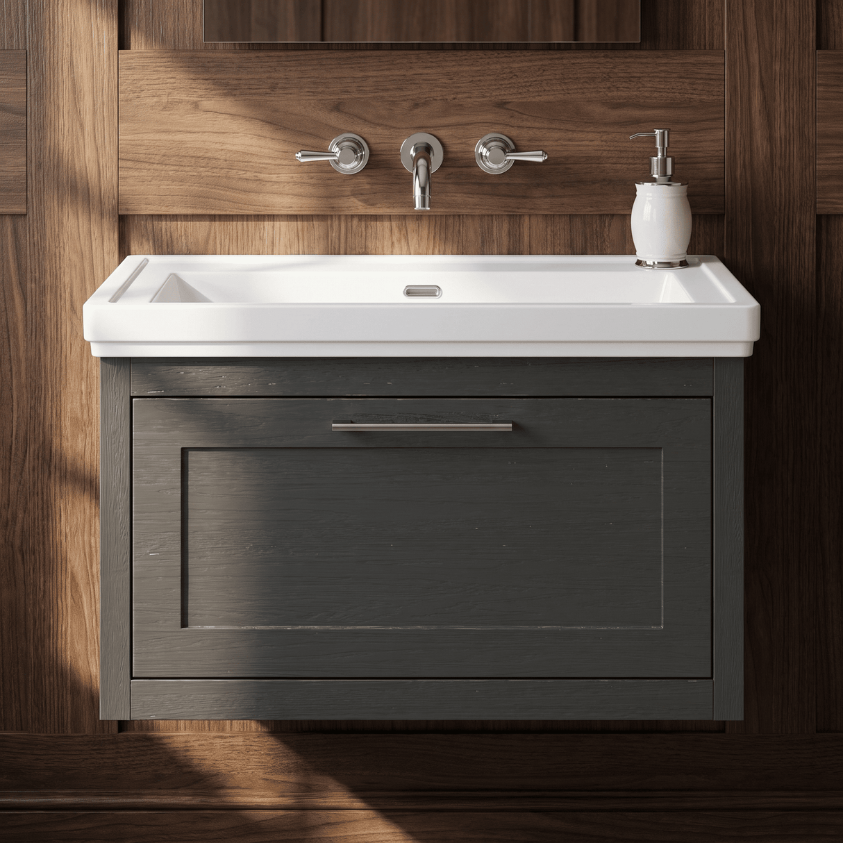 [BFCR1496H] Blithbury Traditional Wall Hung Vanity Basin Unit with Fireclay Basin - Choice of Size, Colour and Basin Type - Silo