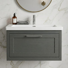 [BFCR1496L] Blithbury Traditional Bathroom Wall Hung Vanity with Modern Fireclay Basin Unit - Choice of Size, Colour and Basin Type - Silo