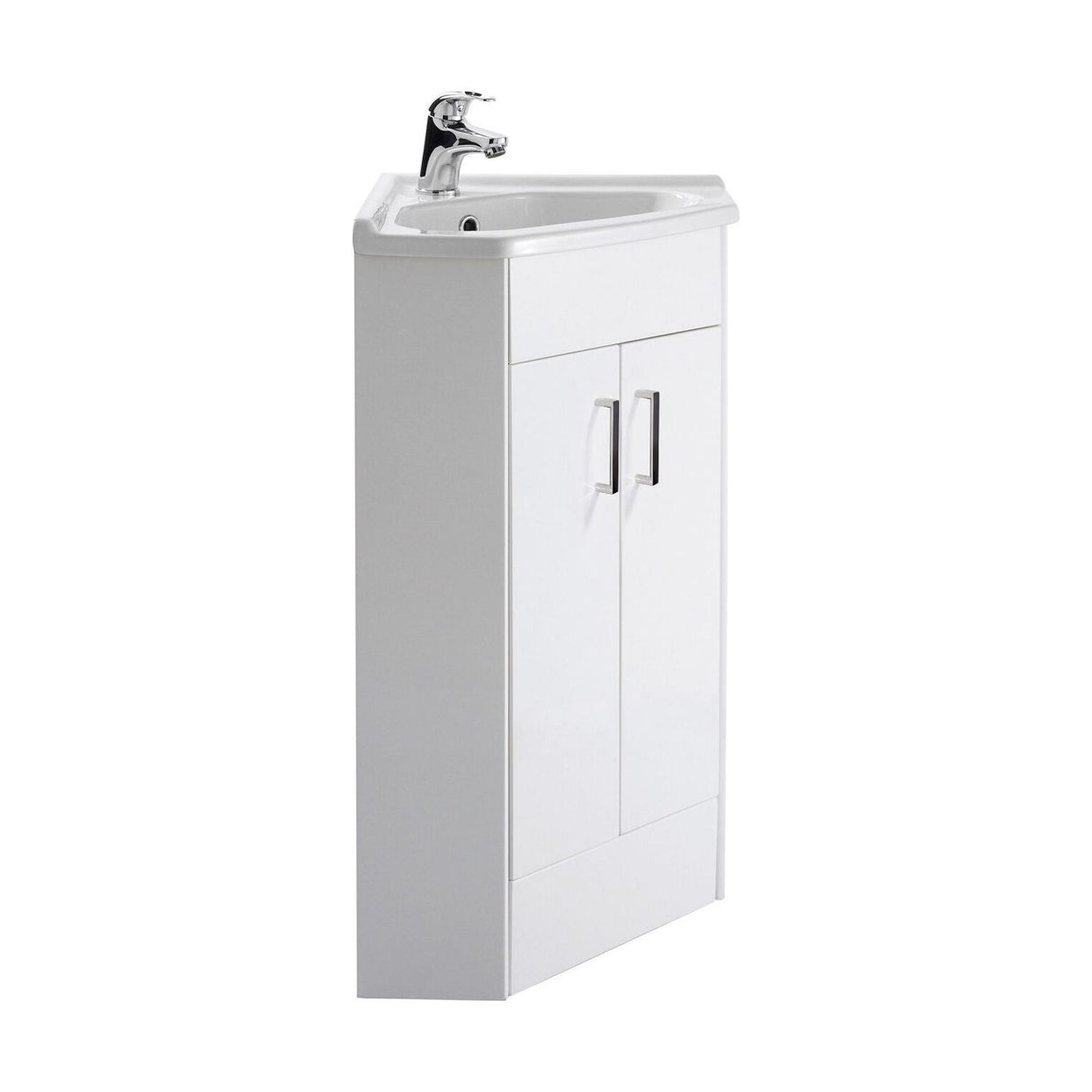 [BFCR180A] Hamstall Gloss White Corner Bathroom Cloakroom Vanity Basin Unit - 1 or 2 Door Option - Cutout