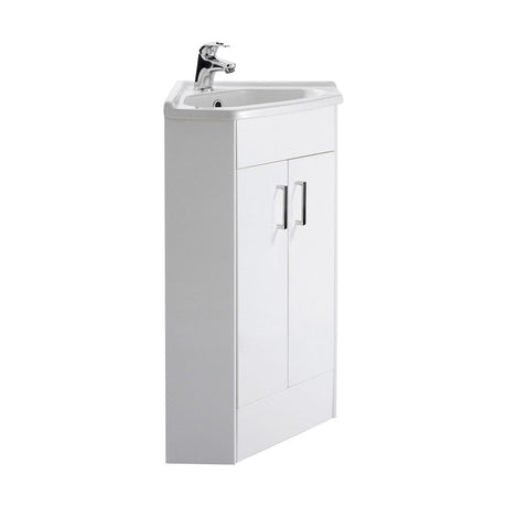 [BFCR180A] Hamstall Gloss White Corner Bathroom Cloakroom Vanity Basin Unit - 1 or 2 Door Option - Cutout